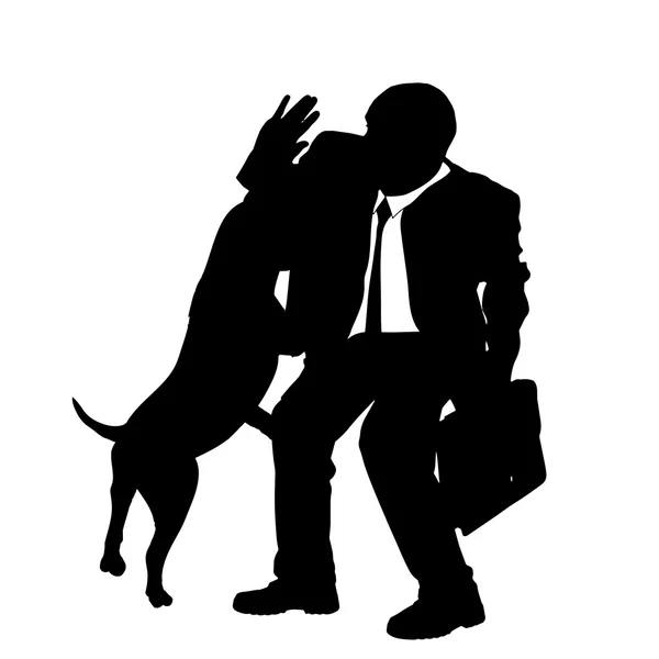 Sílhueta de vetor de pessoas com cão . — Vetor de Stock