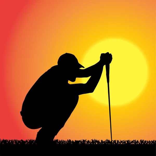 Vector silhouette of a man who plays golf. — Stock Vector