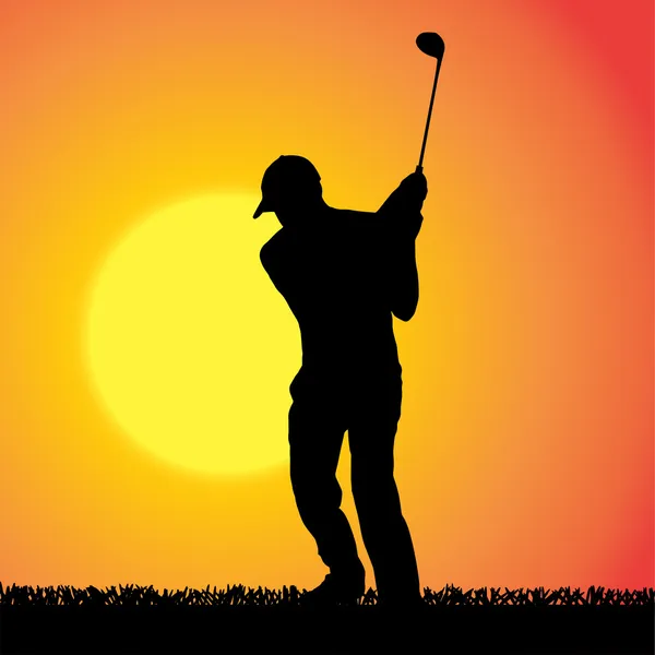 Vector silhouette of a man who plays golf. — Stock Vector