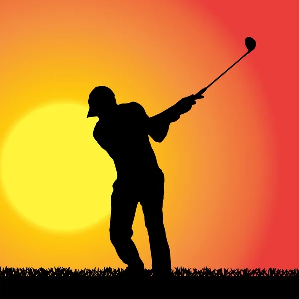 Vector silhouette of a man who plays golf. — Stock Vector