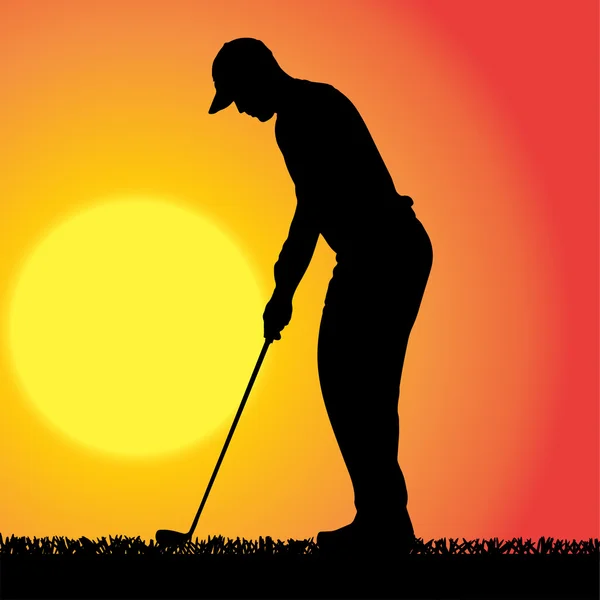 Silueta vectorial de un hombre que juega al golf . — Vector de stock
