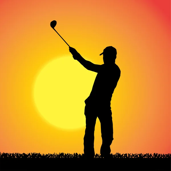 Silueta vectorial de un hombre que juega al golf . — Archivo Imágenes Vectoriales