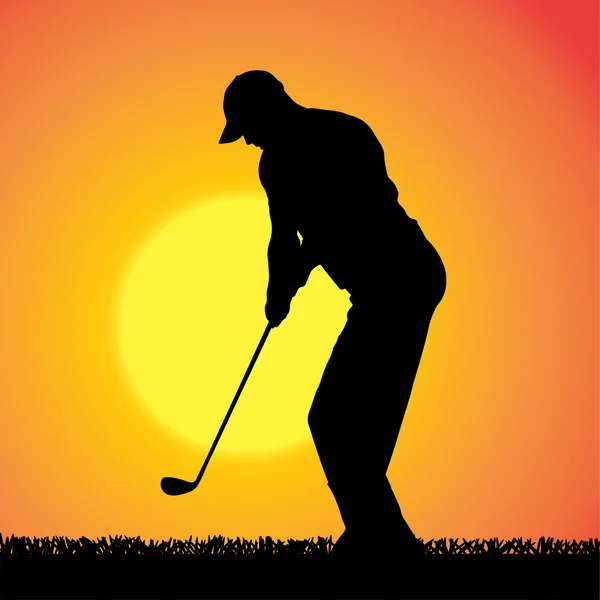 Vector silhouette of a man who plays golf. — Stock Vector