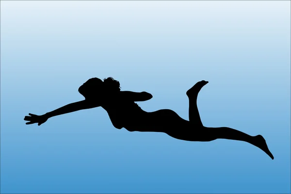 Silhouette vectorielle de la femme qui nage . — Image vectorielle