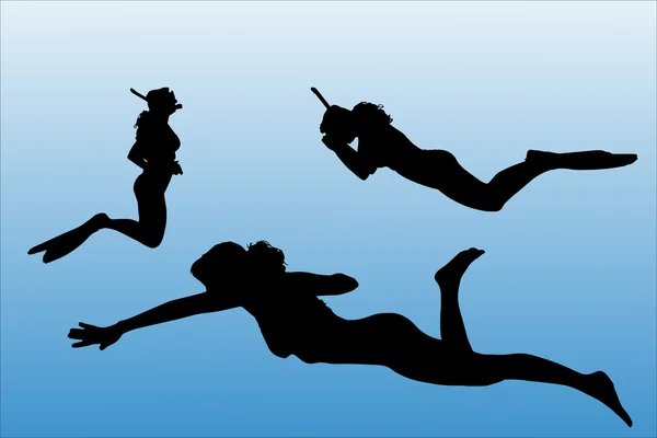Vektorsilhouette von Menschen, die schwimmen. — Stockvektor