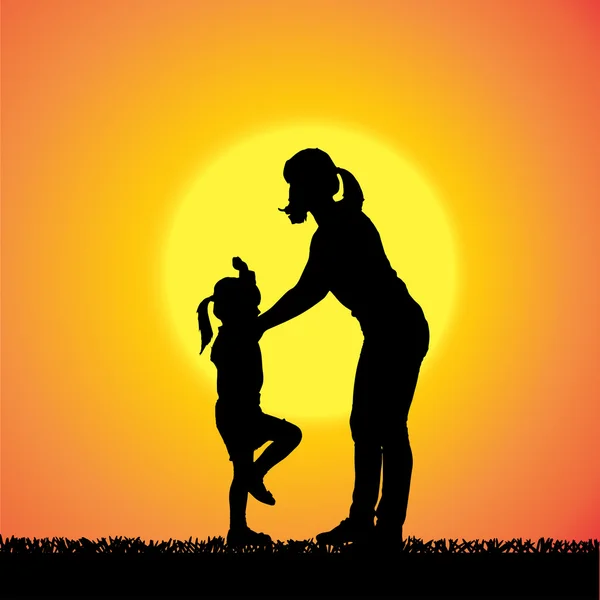 Vector silhouet van familie. — Stockvector