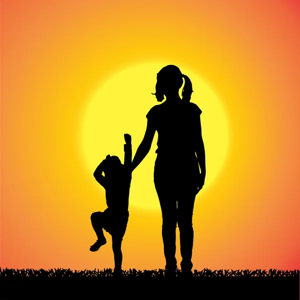 Vector silhouette of family. — Stock Vector