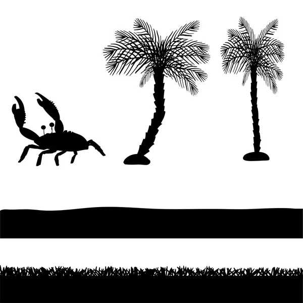 Ve palmiye ağaçlarının Vector silhouettes. — Stok Vektör