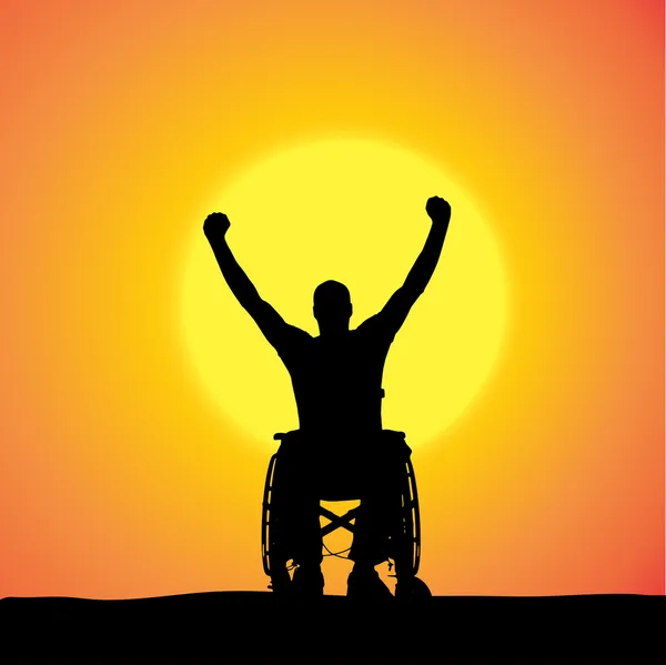 Vector silhouetten van man in een rolstoel. — Stockvector