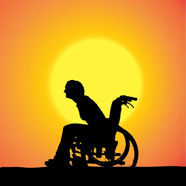 Silhouettes vectorielles de femme en fauteuil roulant . — Image vectorielle