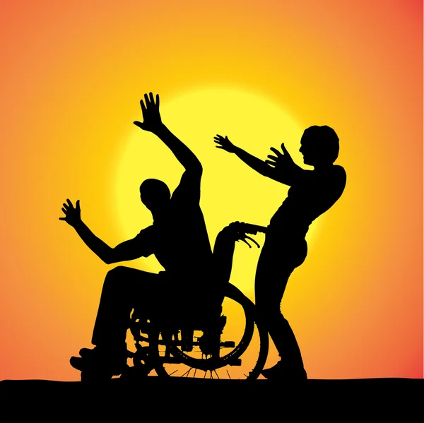 Silhouettes vectorielles de personnes en fauteuil roulant . — Image vectorielle