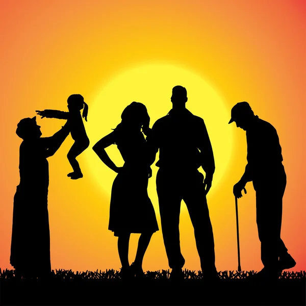 Vector silhouet van familie. — Stockvector