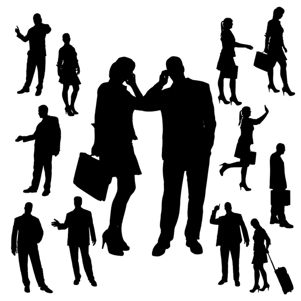 Vector silhouette of business people. — Stock Vector