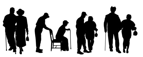 Vector silhouette of old people.