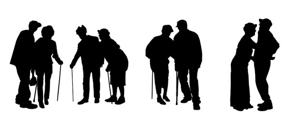 Vector silhouette of old people.