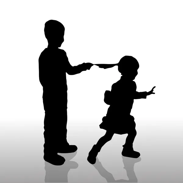 Vector silhouet van kinderen. — Stockvector