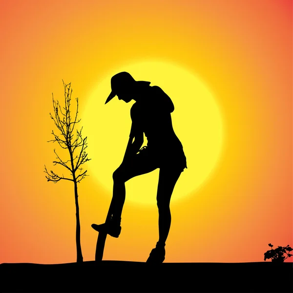 Vector silhouet van een tuinman. — Stockvector