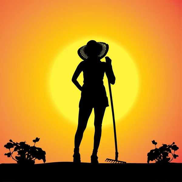Vector silhouette of a gardener. — Stock Vector