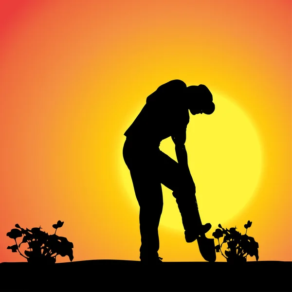 Vector silhouette of a gardener. — Stock Vector