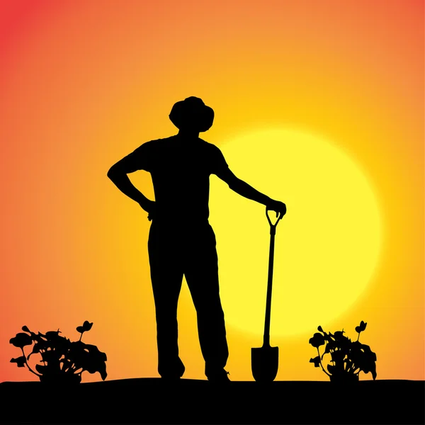 Vector silhouette of a gardener. — Stock Vector