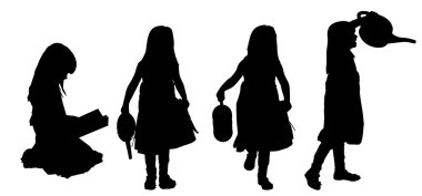 Kızın siluet vektör. 