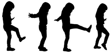 Kızın siluet vektör. 