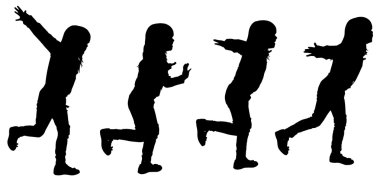 Kızın siluet vektör. 