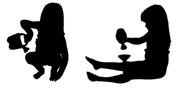 Kızın siluet vektör. 