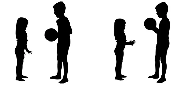 Vector silhouette of a children. — Stock Vector