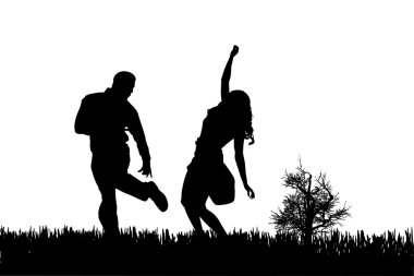 Çift siluet vektör.