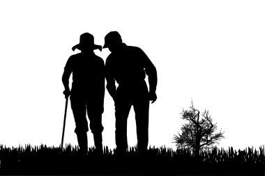 Eski insanların siluet vektör.