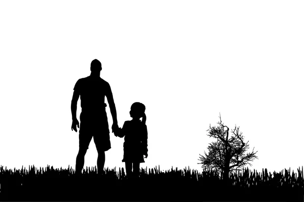 Vector silhouet van familie. — Stockvector