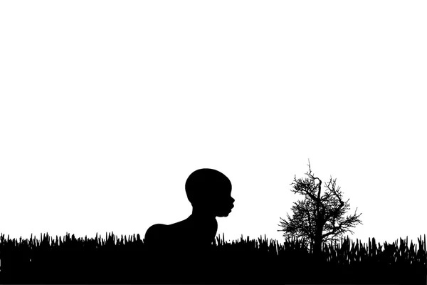 Silhouette vettoriale di un bambino . — Vettoriale Stock