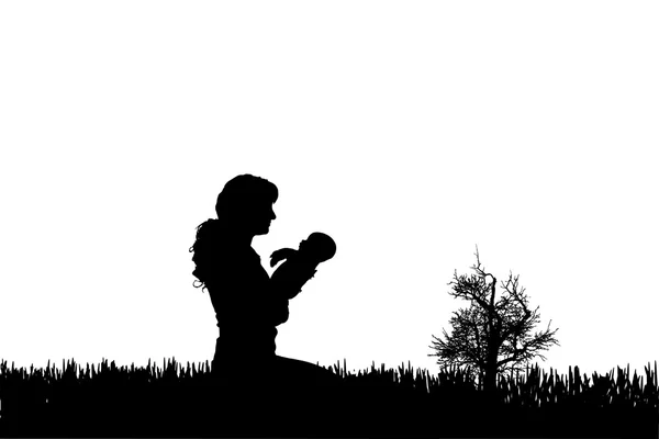 Silhouette vectorielle de la famille . — Image vectorielle