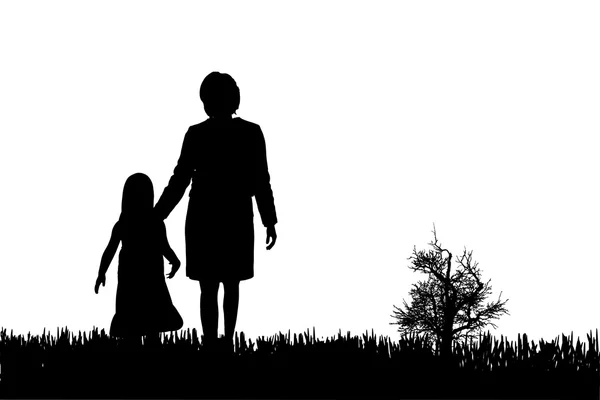 Vector silhouet van familie. — Stockvector