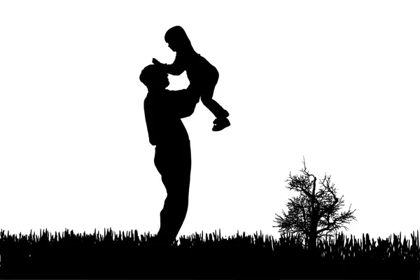 Vector silhouet van familie. — Stockvector