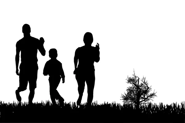 Vector silhouet van familie. — Stockvector