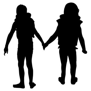 çocukların siluet vektör.