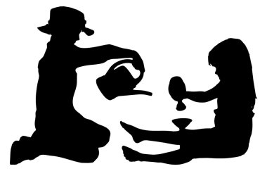 çocukların siluet vektör.