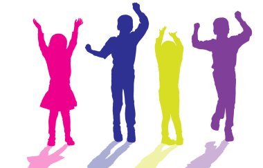 çocukların siluet vektör.