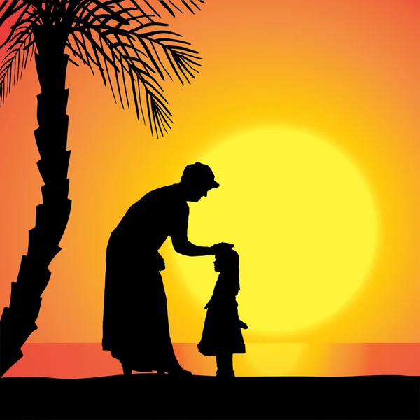 Vector silhouet van familie. — Stockvector