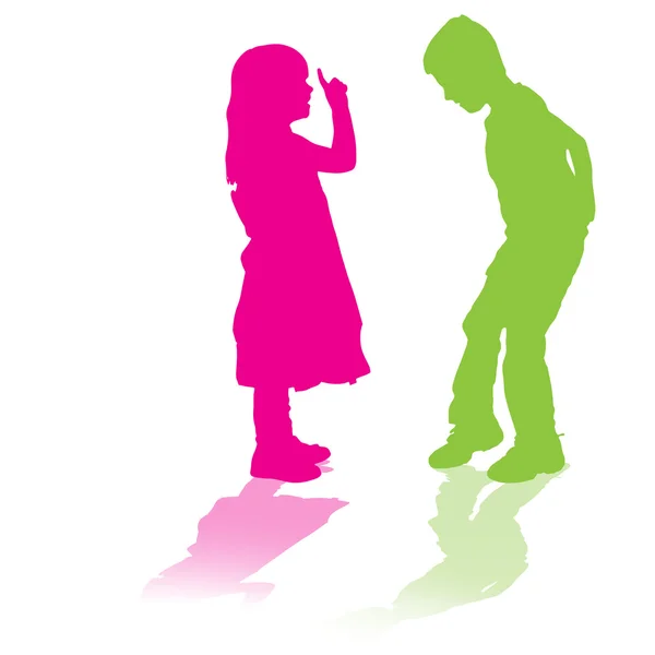 Vector silhouette of children. — Stock Vector