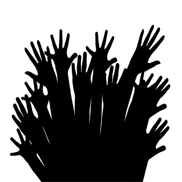 Colour vector silhouettes of hands. — Stock Vector