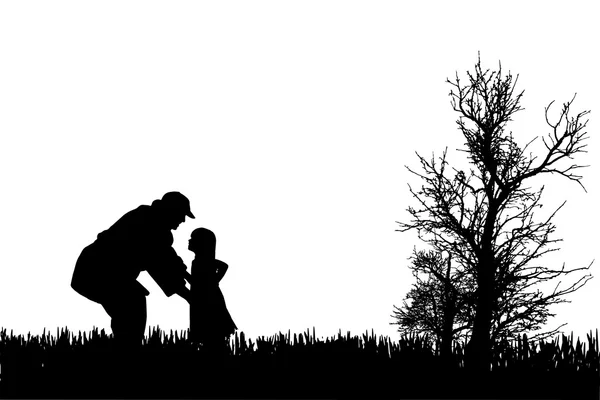 Vector silhouet van familie. — Stockvector