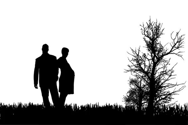 Vector silhouette of couple. — Stock Vector