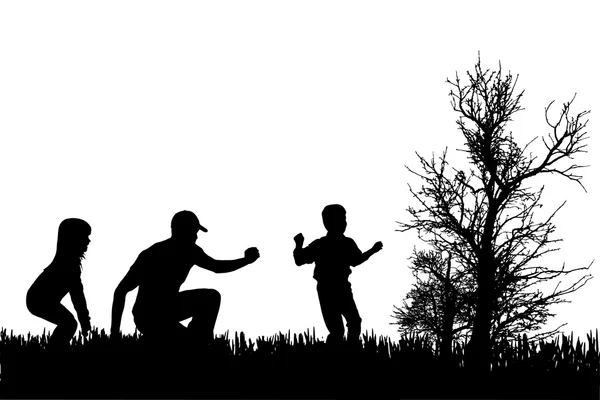 Vector silhouet van familie. — Stockvector