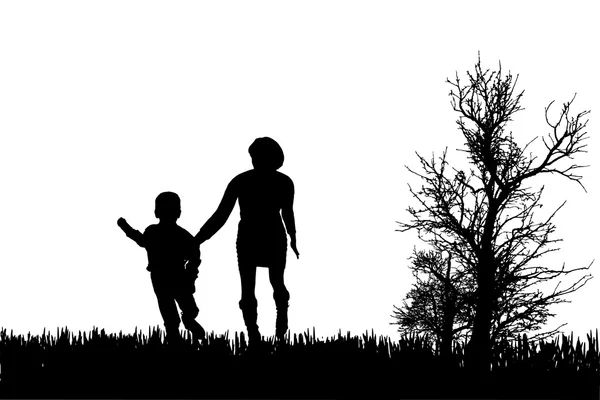 Vector silhouet van familie. — Stockvector