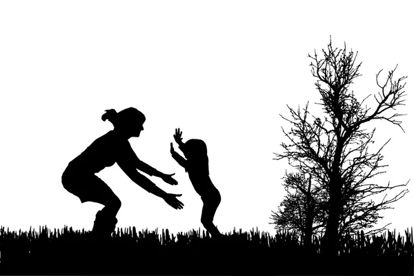 Vector silhouet van familie. — Stockvector