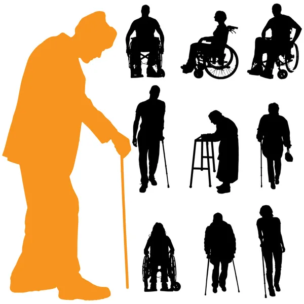 Silhouette vectorielle des personnes handicapées . — Image vectorielle