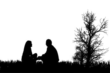 Çift siluet vektör.